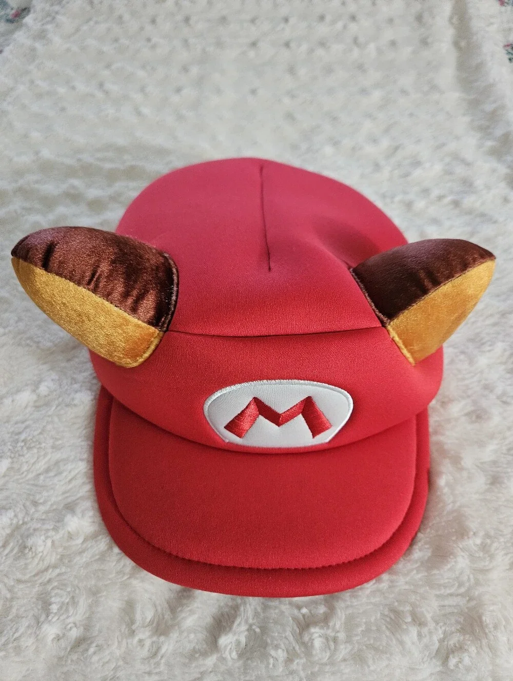 Super Mario Video Game Raccoon Cosplay Hat Plush Ears Embroidered M One Fits All